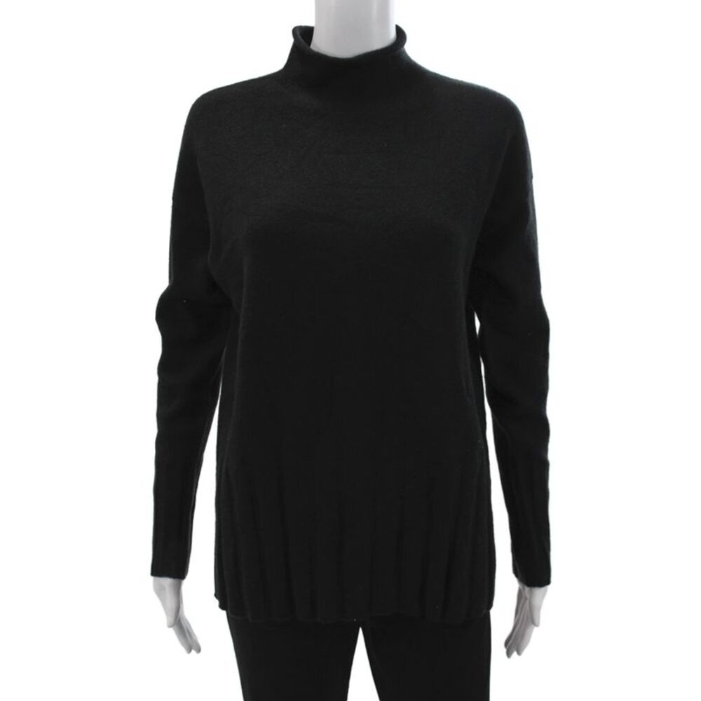 Renuar Womens Pullover Mock Neck Long Sleeve Black Acrylic Size S